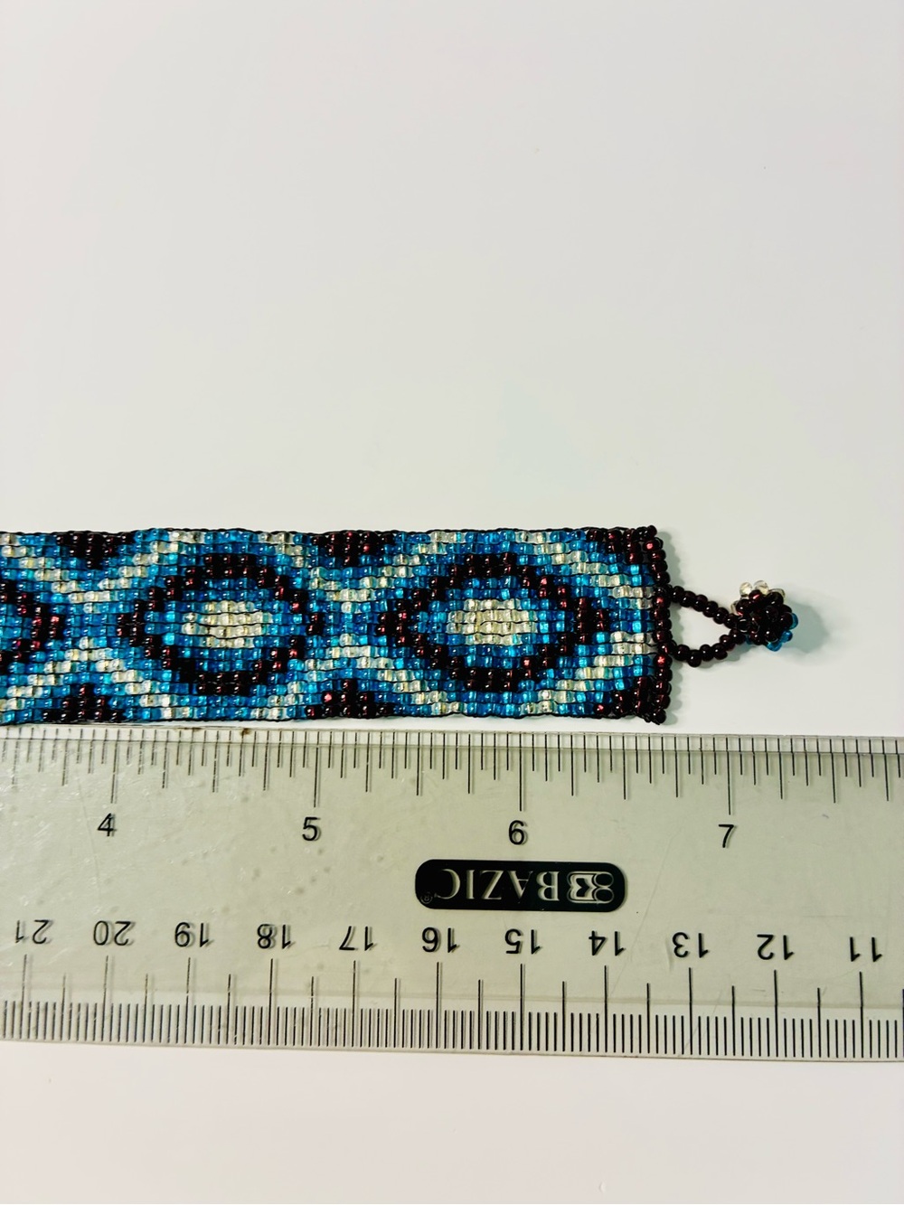 Source Unknown Blue Teal Black Geometric Beaded Bracelet Brooch - Picture 8 of 10